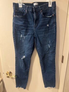 Dark Blue Distressed Skinny Jeans for Women